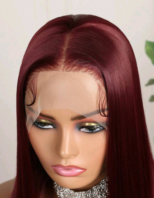 Burgundy Lace Front Wig (Human Blend)